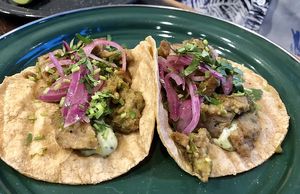 Vegan meat tacos at Inspiracion 9 in Tijuana