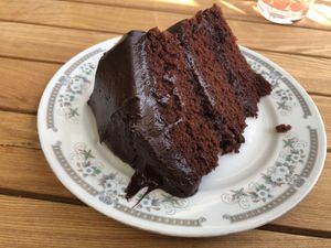 Homemade chocolate cake  at The Vegan Way Cafe in Braintree