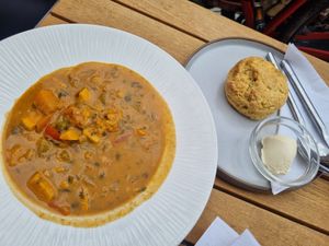 African stew with scones at The Vegan Way Cafe in Braintree