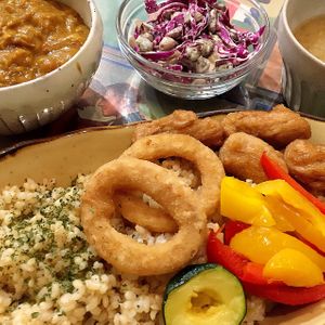 Chickpea curry set 800¥ at SOJO Esperanto-Vegana Kafejo in Tokyo