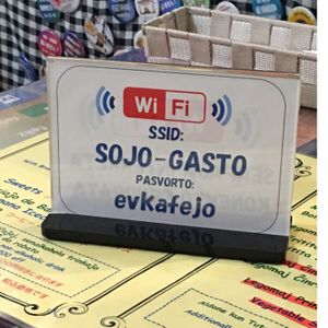 Wifi password at SOJO Esperanto-Vegana Kafejo in Tokyo