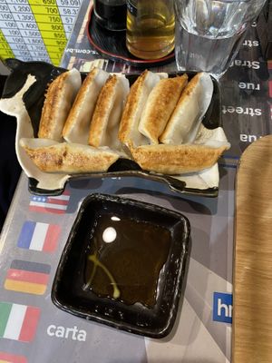 gyoza for only 400¥!! :0  at SOJO Esperanto-Vegana Kafejo in Tokyo