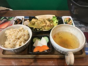 brown rice set menu at SOJO Esperanto-Vegana Kafejo in Tokyo