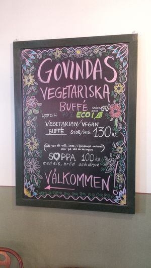 menu at Govindas - Centralbadet in Stockholm