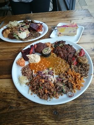 Large plate loaded from the buffet. This was around £12. at Natural Bar & Kitchen in Birmingham