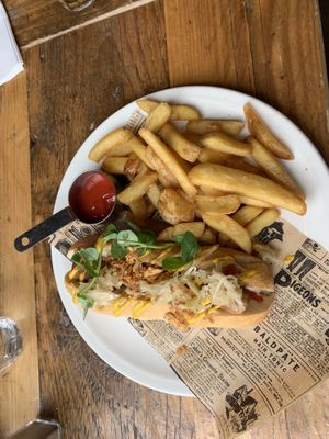 Hotdog and chips  at Natural Bar & Kitchen in Birmingham