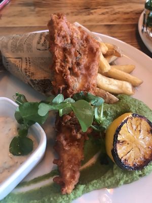 Fish and chips at Natural Bar & Kitchen in Birmingham