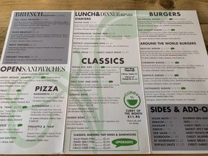 Menu, October 2019 at Natural Bar & Kitchen in Birmingham