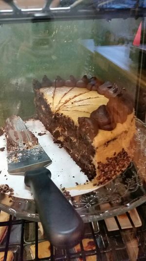 Delicious caramel chocolate cake at Natural Bar & Kitchen in Birmingham