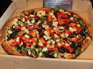 "Power pizza" with all of the toppings it comes with. (it's a Blue Zones approved pizza) at BRK Pizza in Naples