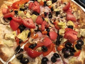 Veggie Pizza with vegan Cheese!! Delicious ?  at BRK Pizza in Naples