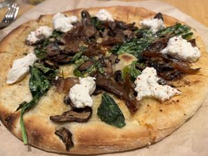 Vegan Spinach Mushroom Pizza with Almond Ricotta  at True Food Kitchen in Naples