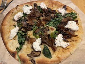 Vegan Spinach Mushroom Pizza with Almond Ricotta  at True Food Kitchen in Naples