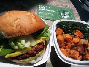 Beet burger on Fall menu at True Food Kitchen in Naples