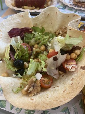 Greek salad with feta  at Khambú Quart in Valencia