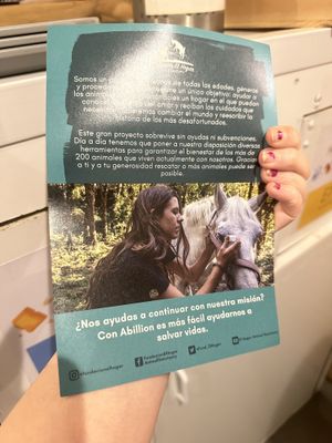 They have fliers about animal sanctuaries inside 💗  at Khambú Quart in Valencia