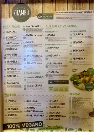 Menu on the 27.10.2023 at Khambú Quart in Valencia