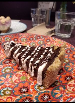 Chocolate Avocado tart. Raw & vegan, gluten & sugar - free. The best tart I've ever had!!! at Silver Pot in Nicosia