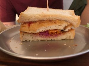 I don’t remember exactly what this is, just that it’s some kind of tofu sandwich. Was delicious at Teeda in Himeji