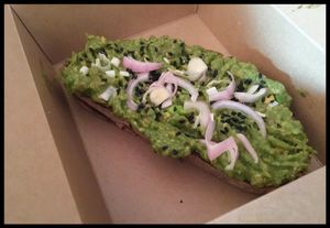 Avocado on home made bread  at Lifehouse Bistro in Prague