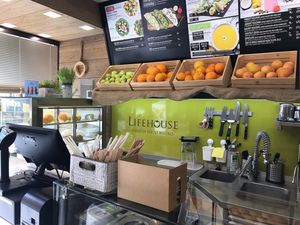 The counter  at Lifehouse Bistro in Prague