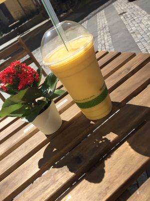 Mango almond milkshake  at Lifehouse Bistro in Prague