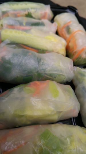 Rolls full of fresh vegetables at Lifehouse Bistro in Prague