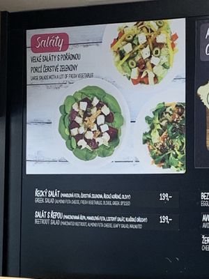 Salad menu at Lifehouse Bistro in Prague