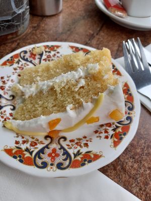 Vegan cake at Food For Thought in Cardigan