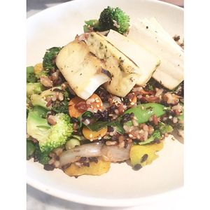 Vegan Forbidden Rice Bowl w/ Organic Non-GMO Tofu at Flower Child in Del Mar