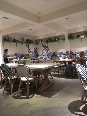 Downstairs interior at Flower Child in Del Mar