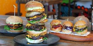 Monster burger at MooFree Burgers  in Maroochydore
