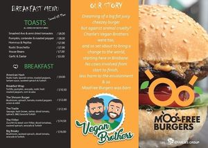 Breakfast menu at MooFree Burgers  in Maroochydore