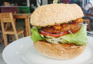 Chipotle chik'n burger  at MooFree Burgers  in Maroochydore