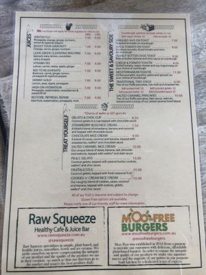 Menu page 1 as at 29-11-2019 at MooFree Burgers  in Maroochydore