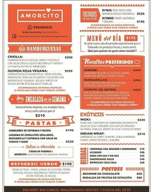 Nuestro menú  at Amorcito in Maldonado