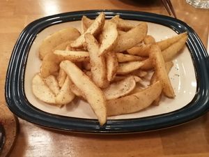 Chips without the cod roe and with parsley and paprika seasons. Fresh made chips are always a winner. at Hakko in Hirao