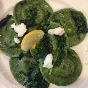 Spinach and ricotta ravioli in sage butter  at Piadina Genuina in East London