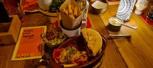 Vegan half hamburger + half enchilada (we split dishes) at Restaurant Danas  in Maastricht