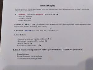 English menu at Mo Mo - Saint-Gilles in Brussels