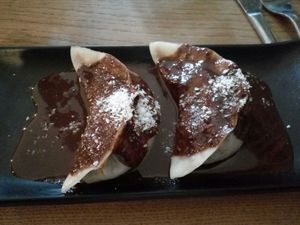 Mo mo dessert (coconut and chocolate) at Mo Mo - Saint-Gilles in Brussels