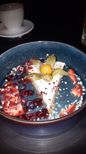 Vegan cheesecake at Sushi Plaza in Tallinn