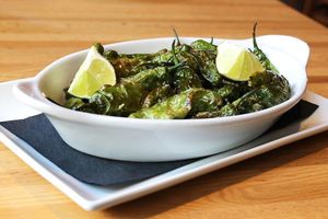 flash fried local Shishito Peppers at Malo in Des Moines