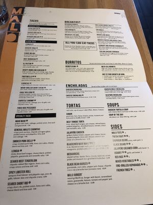 Menu at Malo in Des Moines