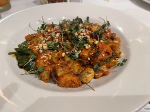 Tofu gnocchi, the one on the current menu is made with mushroom bolognese, kale, cashew cream, and pinenut gremolata. It is really a delicious improvement from the last versionn  at Centro in Des Moines