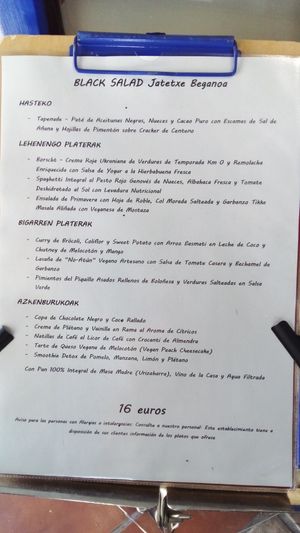 Menu  -  avril 2022 at Black Salad in Vitoria Gasteiz