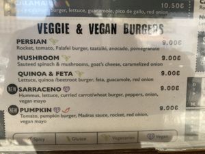 Veggie & Vegan Burgers at Gourmet Burger Room in Marbella