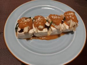 Tofu with peanut sauce (the sauce is amazing) at The Veg - Organic Vego and Tea in Hanoi