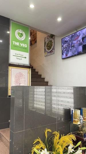 Head up to second floor  at The Veg - Organic Vego and Tea in Hanoi