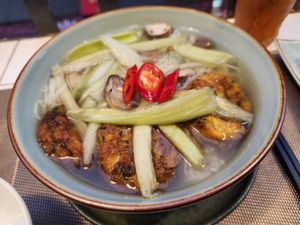 Great bún dọc mùng noodles. The tofu pastry was lit! at The Veg - Organic Vego and Tea in Hanoi